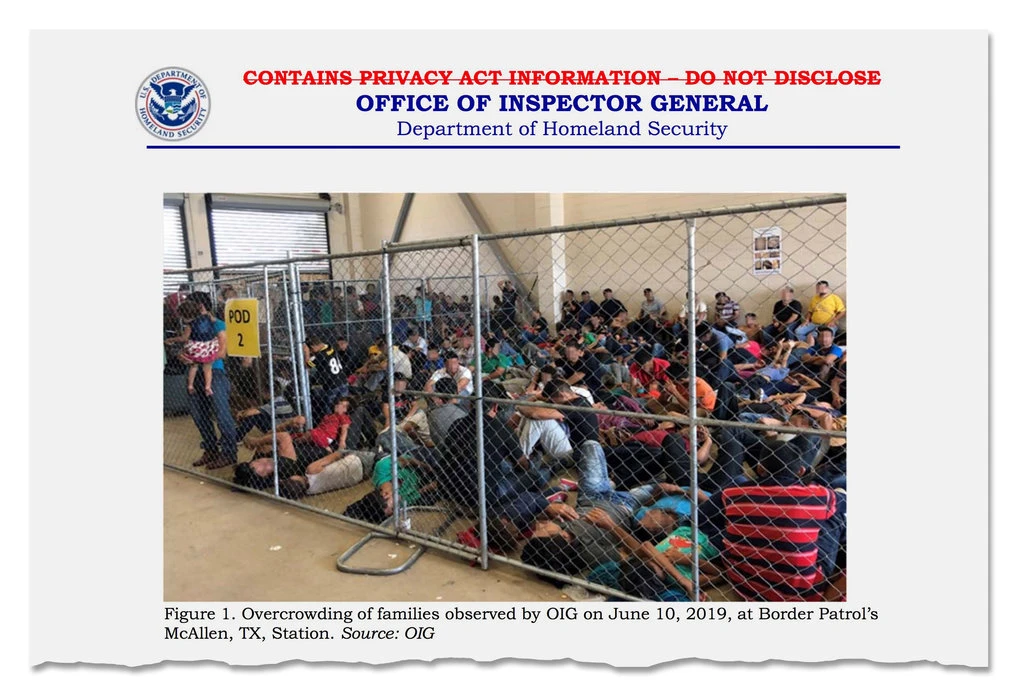 Page from the Office of Inspector General report on widespread overcrowding and squalid conditions at migrant centers along the southern border. SOURCE: “Squalid Conditions at Border Detention Centers, Government Report Finds”, The New York Times, July 2, 2019.