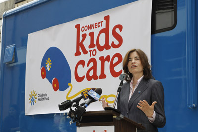 Karen speaking at podium